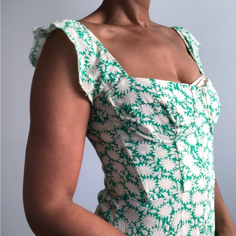 CAPULET WOMENS JUMPSUIT GREEN FLORAL WIDE LEG CORSET 4 - Picture 2 of 13